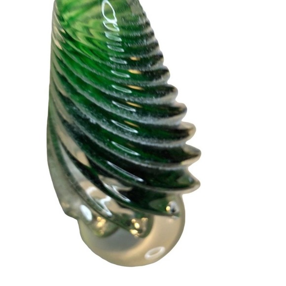 Hand Blown Figurine Christmas Tree Forest Green Clear Glass White Snow On Tree - Picture 4 of 10